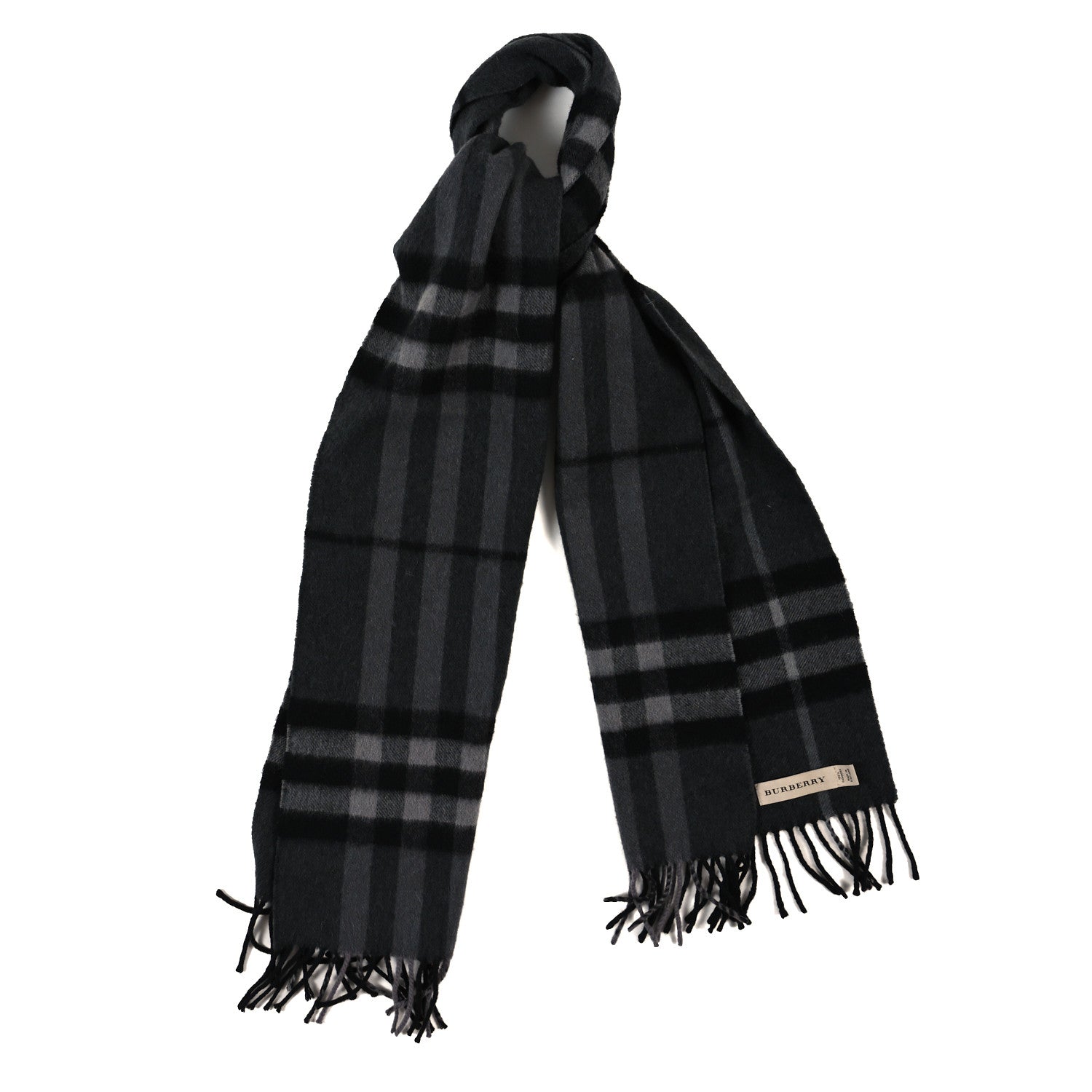 Burberry Cashmere Giant Check Scarf Grey 1 of 3