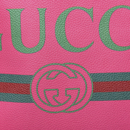 Gucci Grained Calfskin Logo Drawstring Backpack Box Pink Green Black 9 of 9