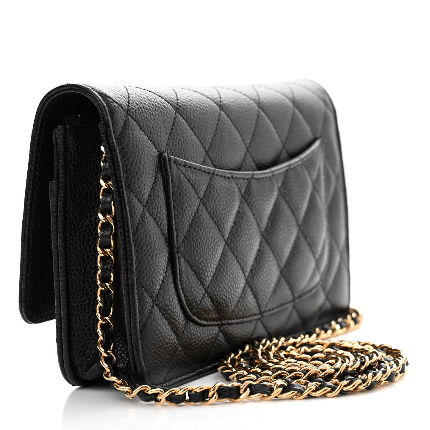Caviar Quilted Wallet on Chain WOC Black