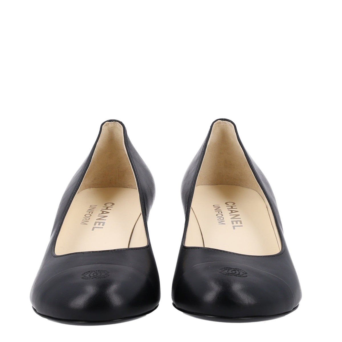 Chanel Lambskin Cap Toe CC Uniform Pumps 37 Black 3 of 9