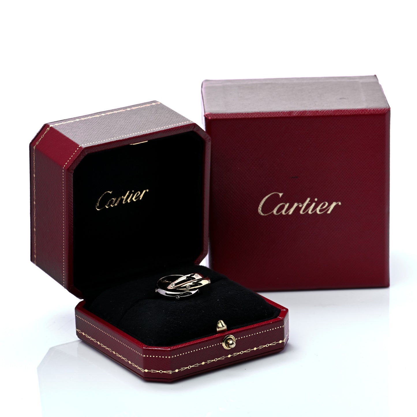 18K Pink Yellow White Gold Diamond Trinity Ring 47 4