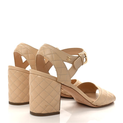 Chanel Lambskin Quilted Sandals 41 Beige 4 of 7
