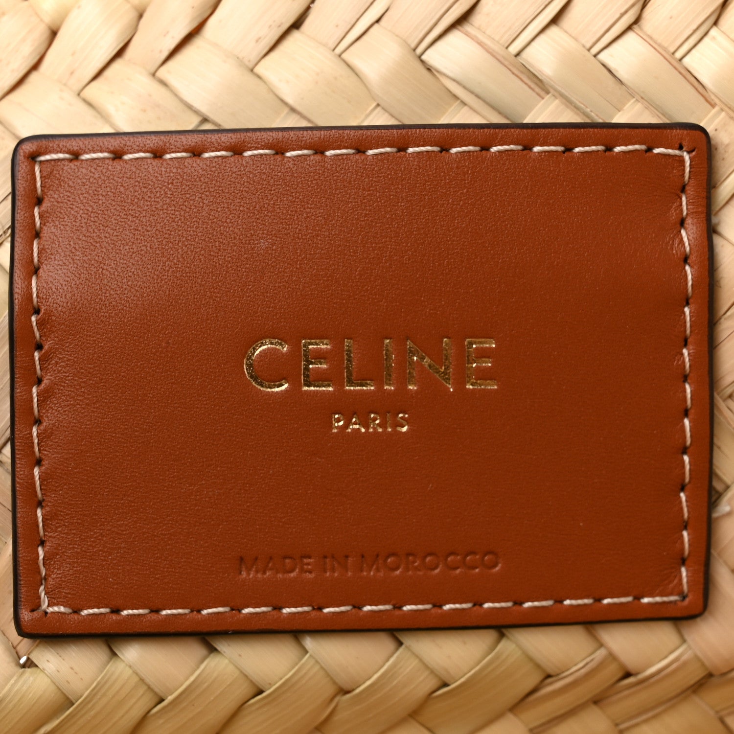 Celine Raffia Calfskin Triomphe Medium Panier Tan 6 of 9