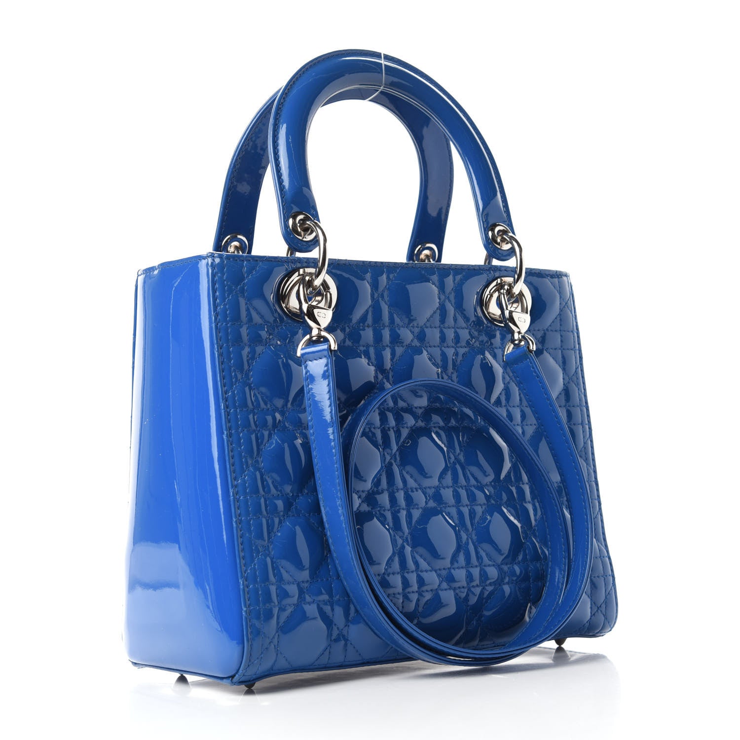 Christian Dior Patent Cannage Medium Lady Dior Blue 3 of 10