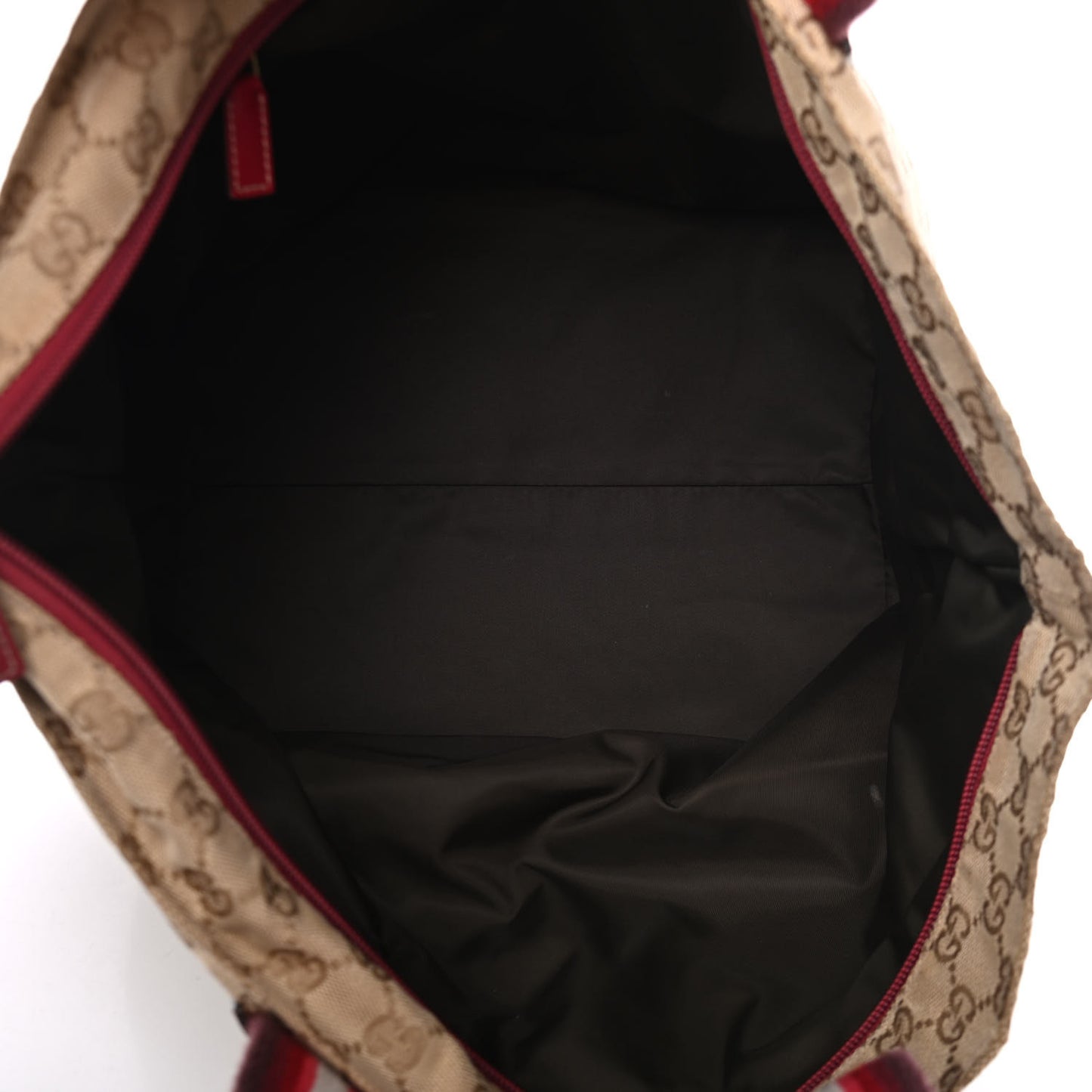 GG Monogram Large Web Handle Bucket Tote Red