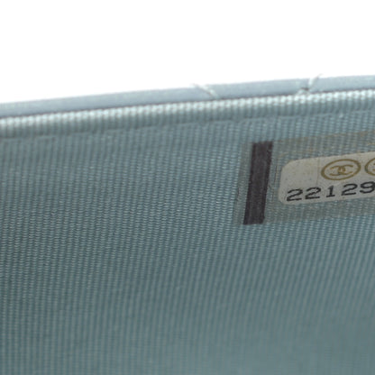 Chanel Metallic Patent Calfskin Quilted Boy Wallet on Chain WOC Light Blue 8 of 15