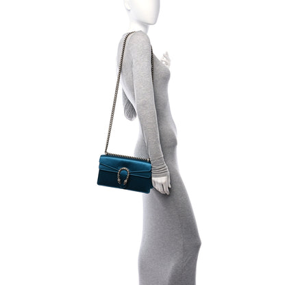 Gucci Satin Silk Crystal Small Dionysus Shoulder Bag Turchese Black Diamond 2 of 13