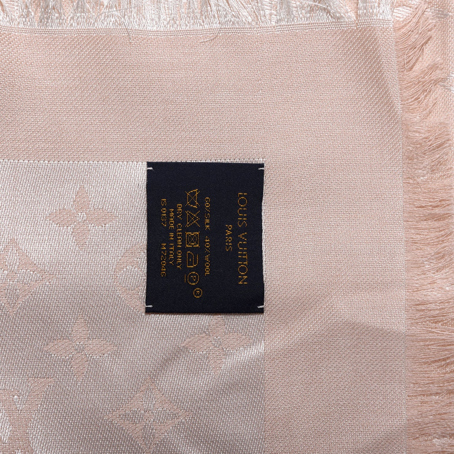 Silk Wool Monogram Denim Shawl Pink