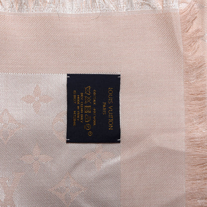 Louis Vuitton Silk Wool Monogram Denim Shawl Pink 3 of 3