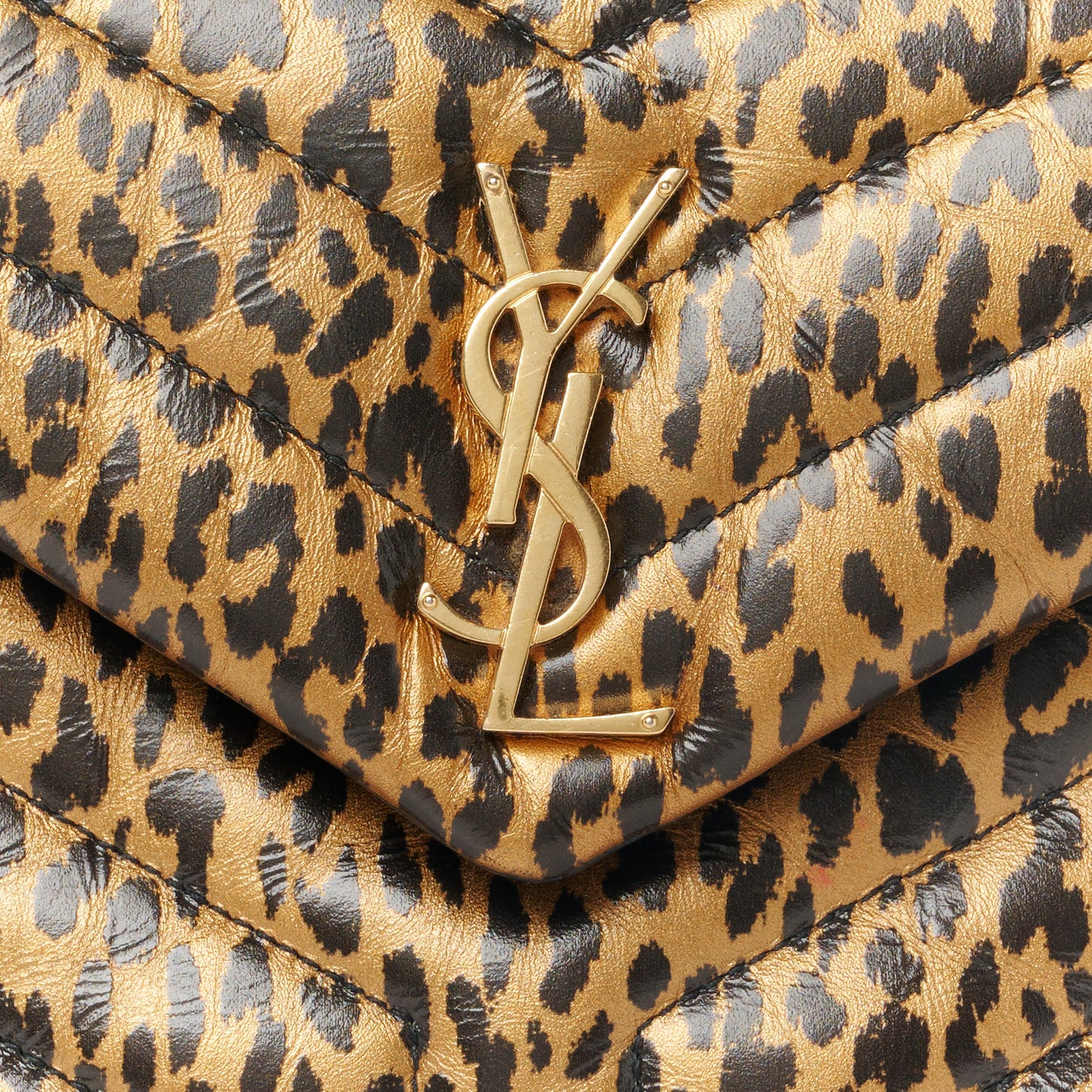 Calfskin Y Quilted Monogram Small Loulou Chain Satchel Leopard