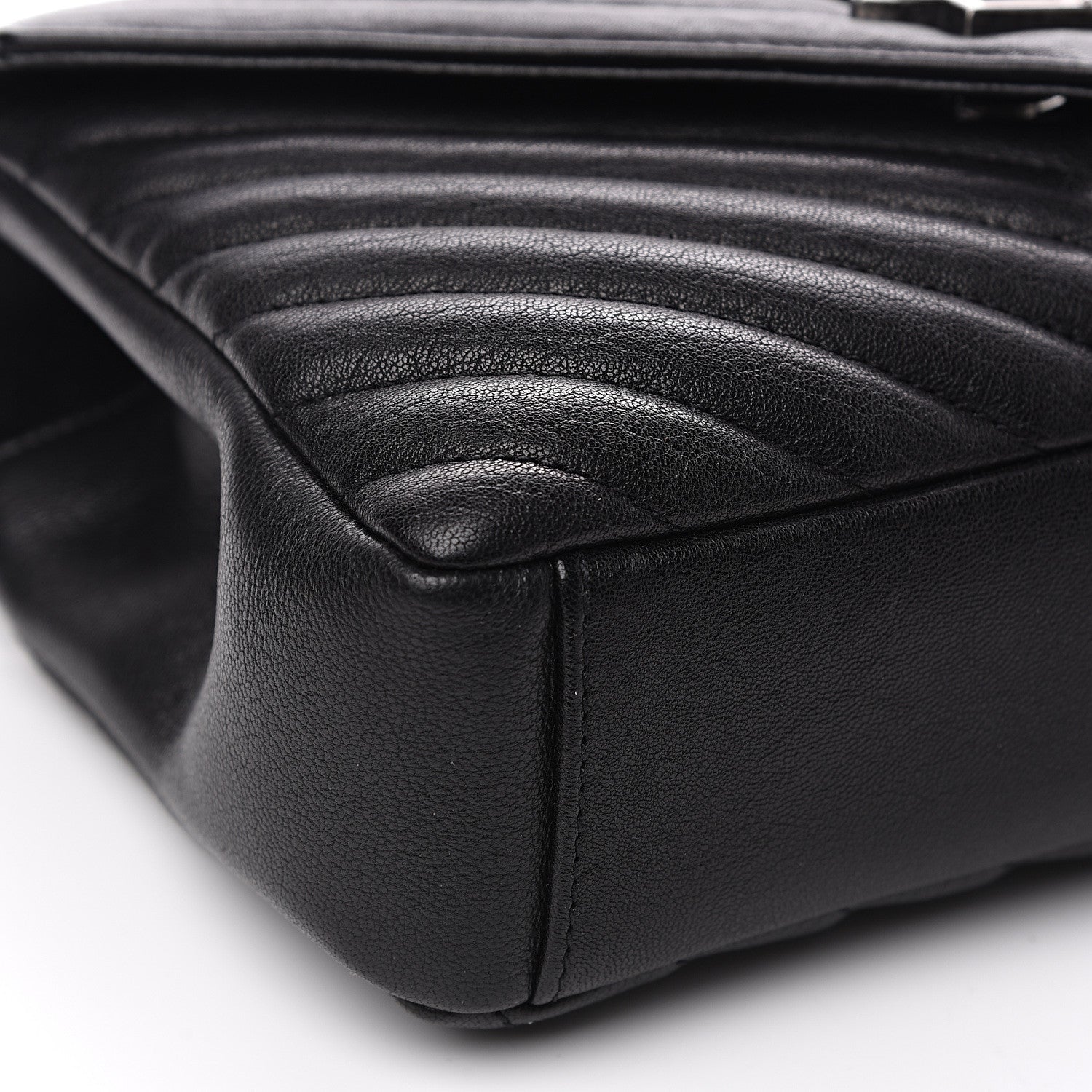Saint Laurent Sheepskin Matelasse Chevron Monogram Medium College Bag Black 6 of 8