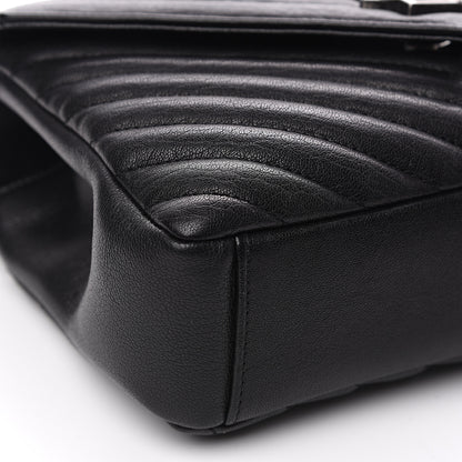 Saint Laurent Sheepskin Matelasse Chevron Monogram Medium College Bag Black 6 of 8