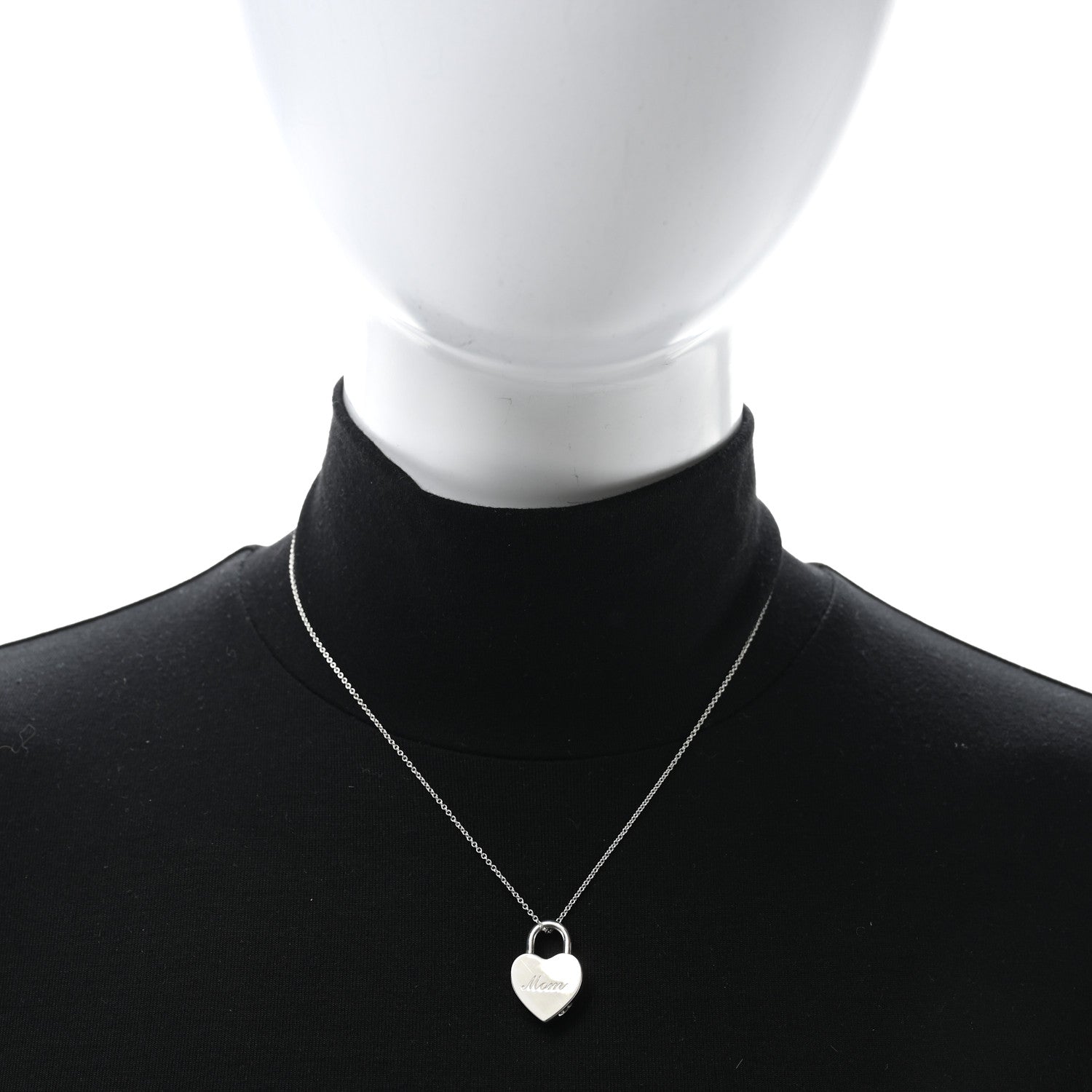 Tiffany Sterling Silver Mom Heart Lock Pendant Necklace 2 of 4