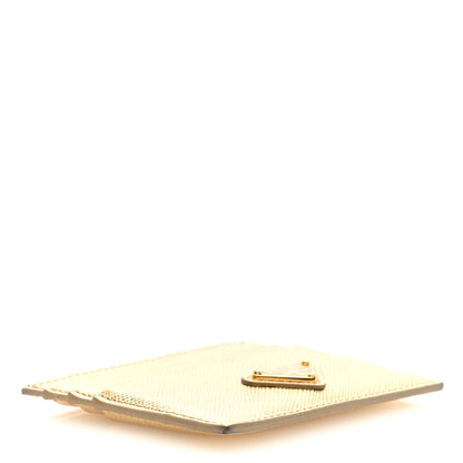 Prada Metallic Saffiano Triangle Card Holder Platino 4 of 8