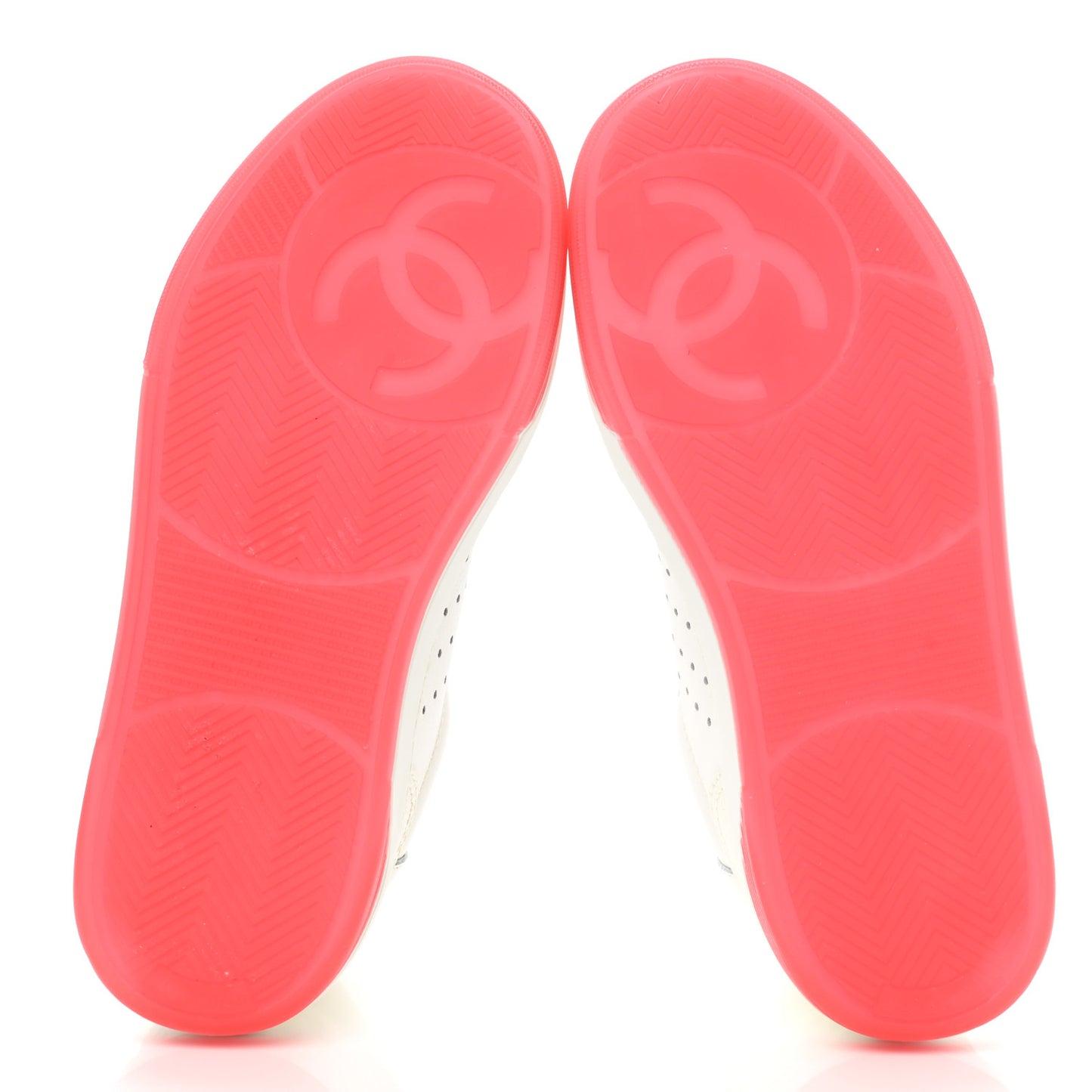 Grained Calfskin Fabric Womens Logo Sneakers 35 White Red