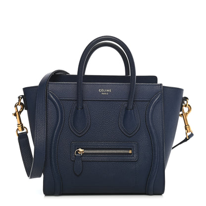 Celine Drummed Calfskin Nano Luggage Indigo 1 of 9