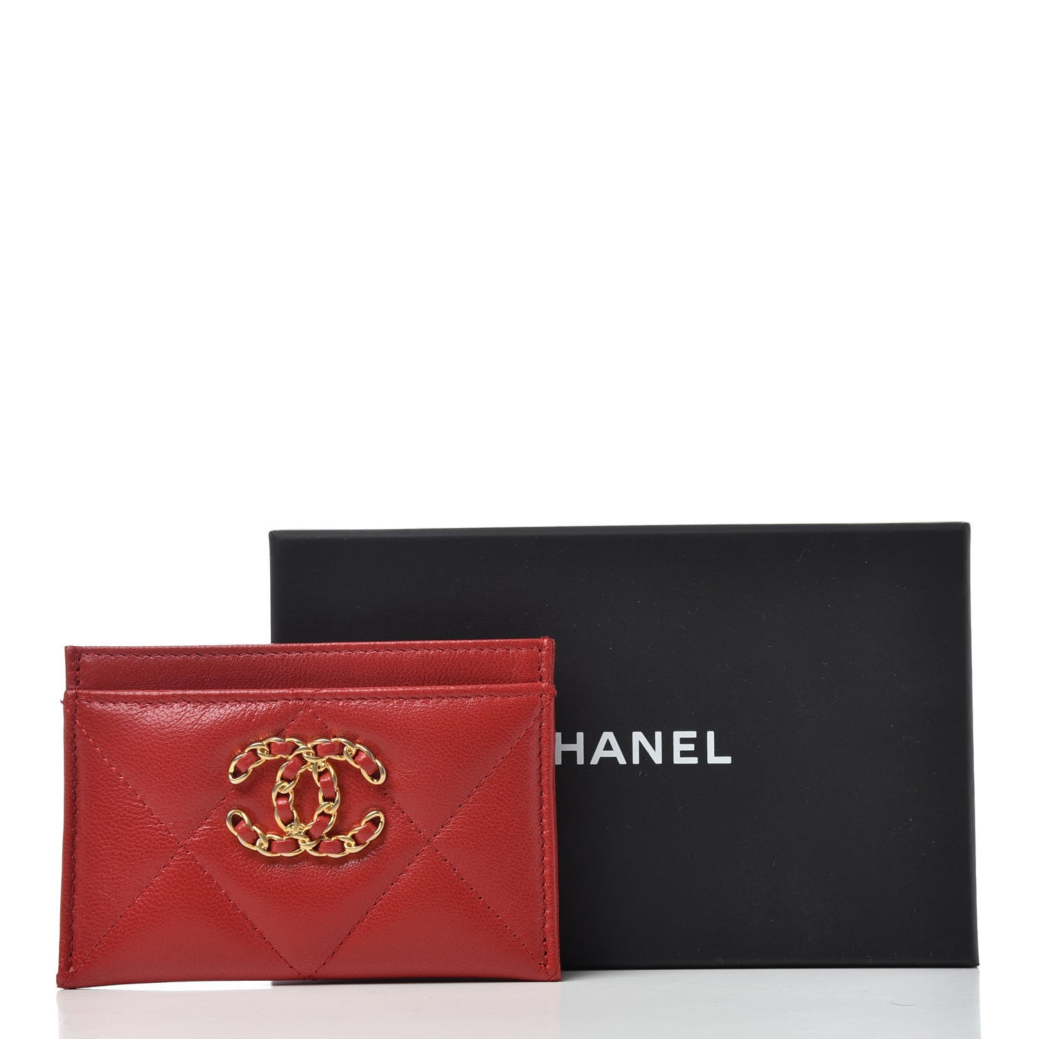 Chanel Goatskin Quilted Chanel 19 Card Holder Red 8 of 8