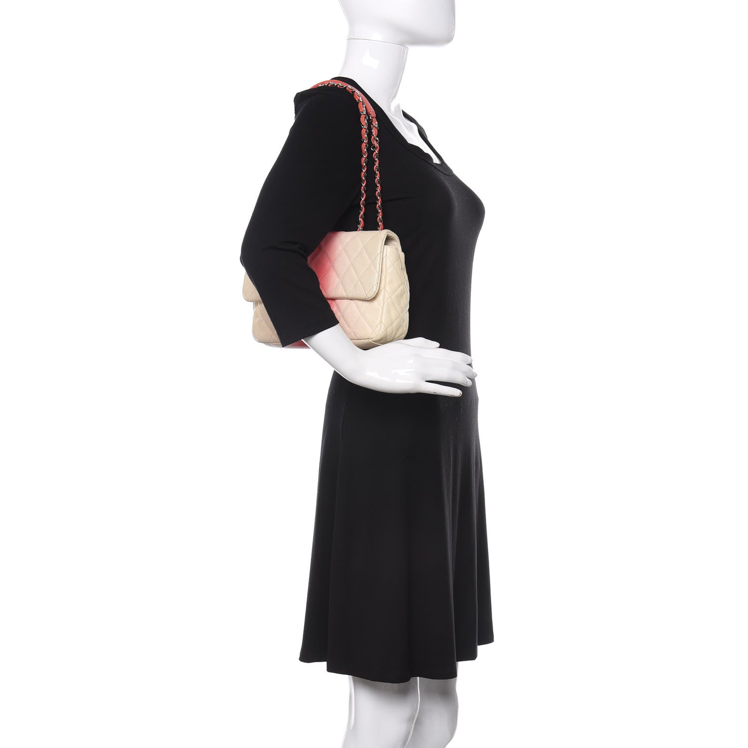 Chanel Caviar Quilted Ombre Medium Single Flap White Rose Pink 2 of 12