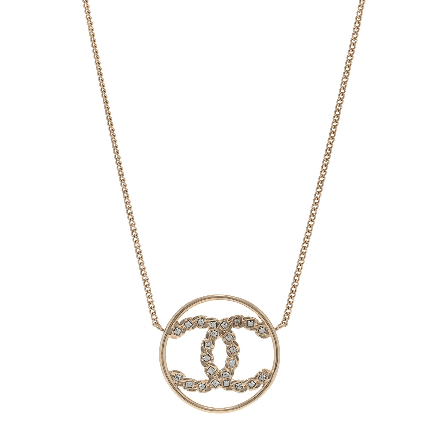 Baguette Crystal High Society CC Pendant Necklace Gold