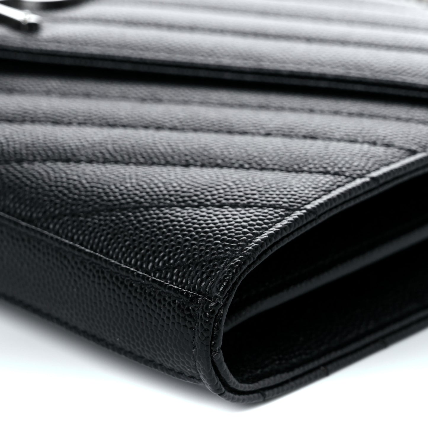 Grain De Poudre Matelasse Chevron Monogram Chain Wallet Black