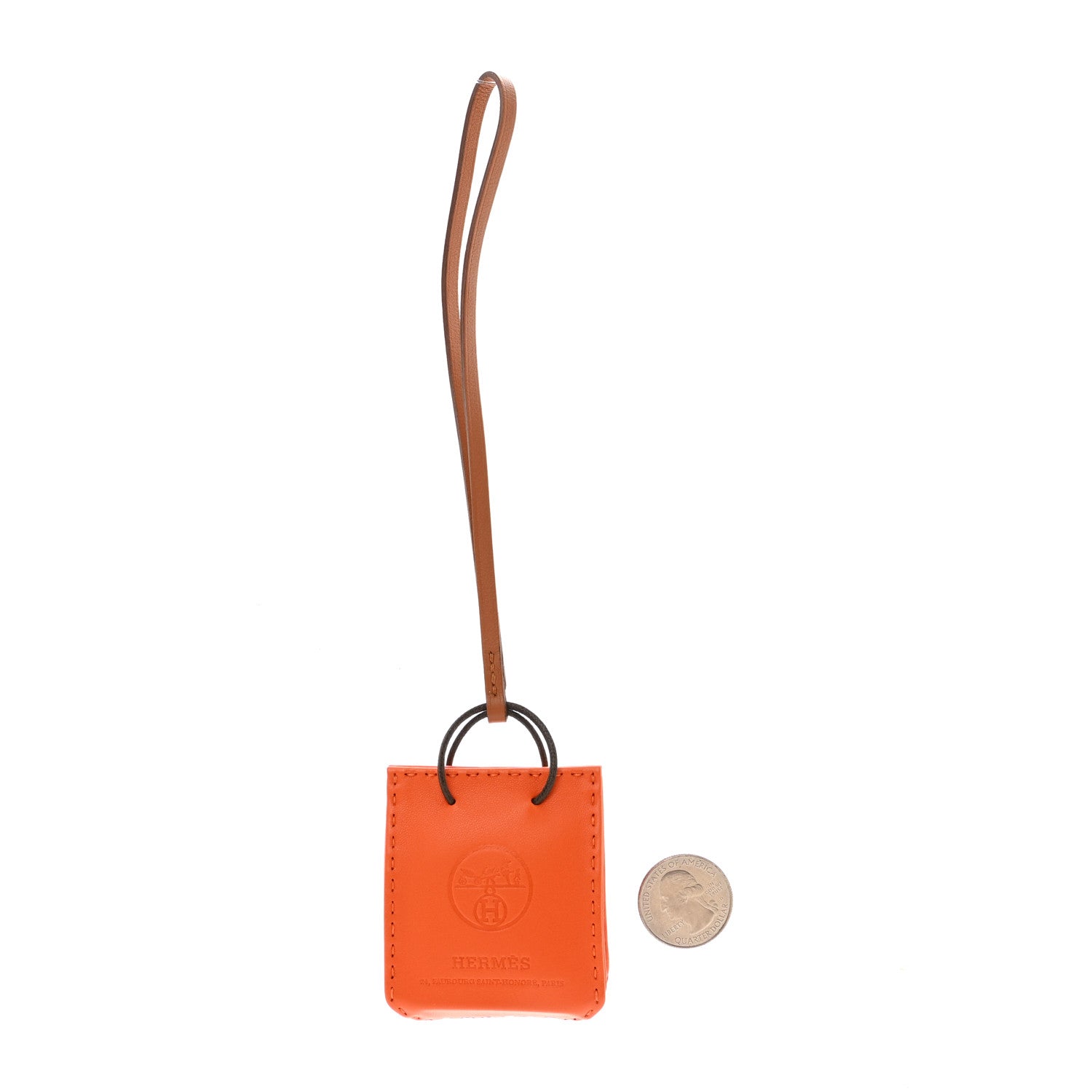 Hermes Milo Lambskin Swift Shopping Bag Charm Feu Gold 3 of 6