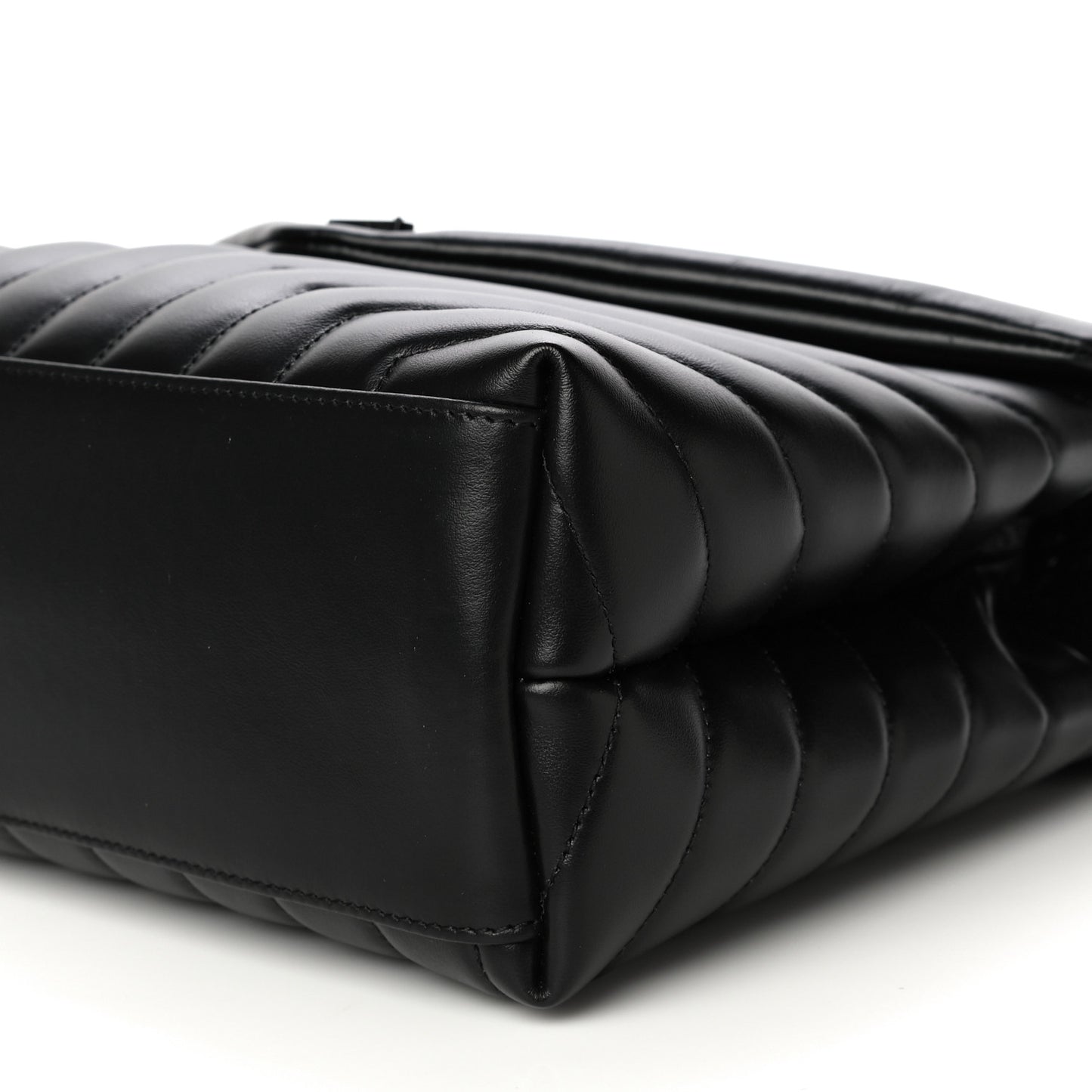 Calfskin Y Quilted Monogram Medium Loulou Chain Satchel Black