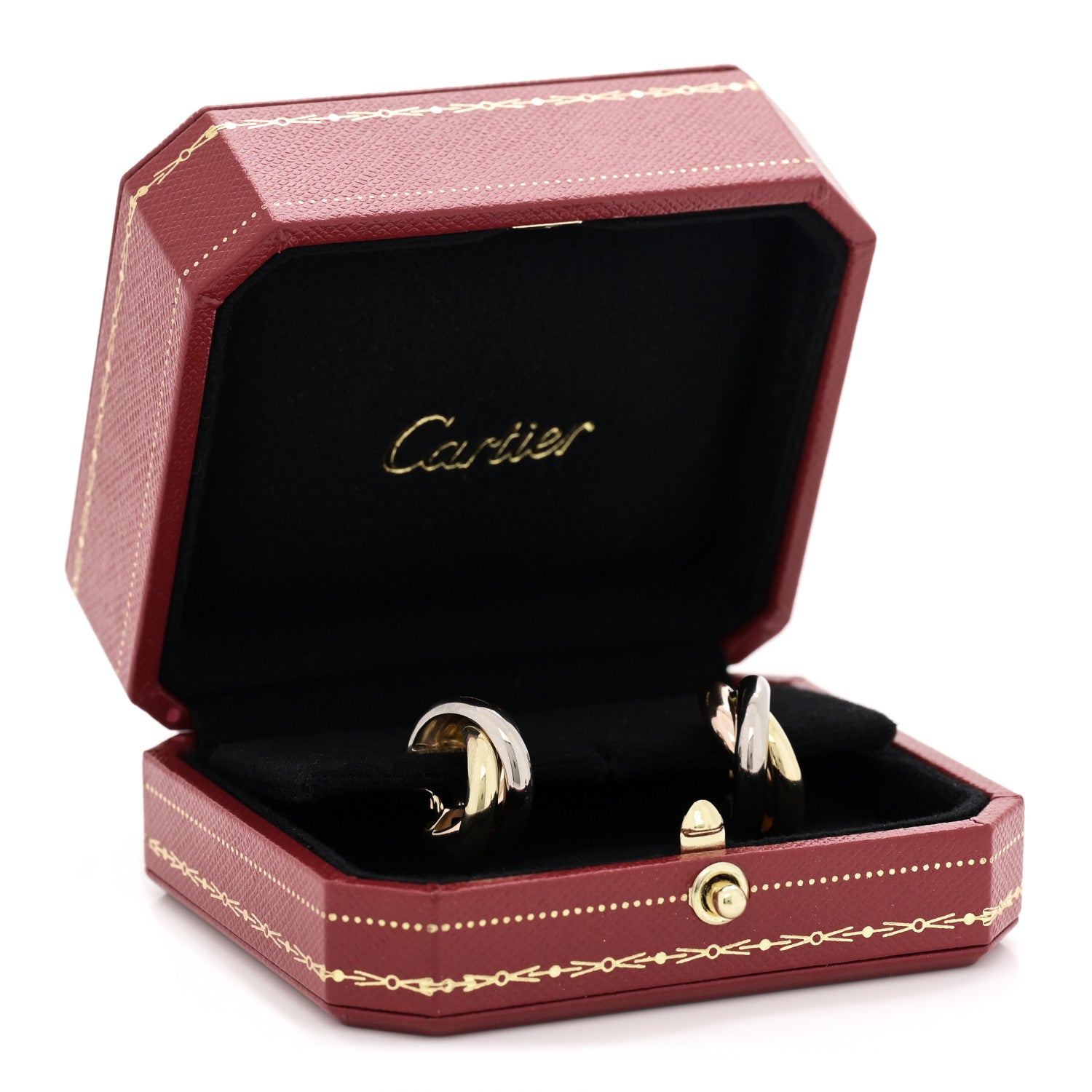 Cartier 18K Pink Yellow White Gold Classic Trinity Hoop Earrings 5 of 5