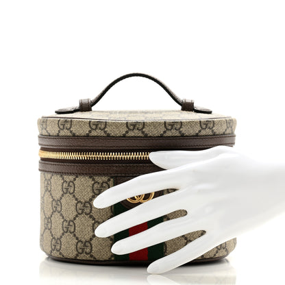 Gucci GG Supreme Monogram Textured Calfskin Web Ophidia Vanity Cosmetic Case Beige Ebony New Acero 2 of 8