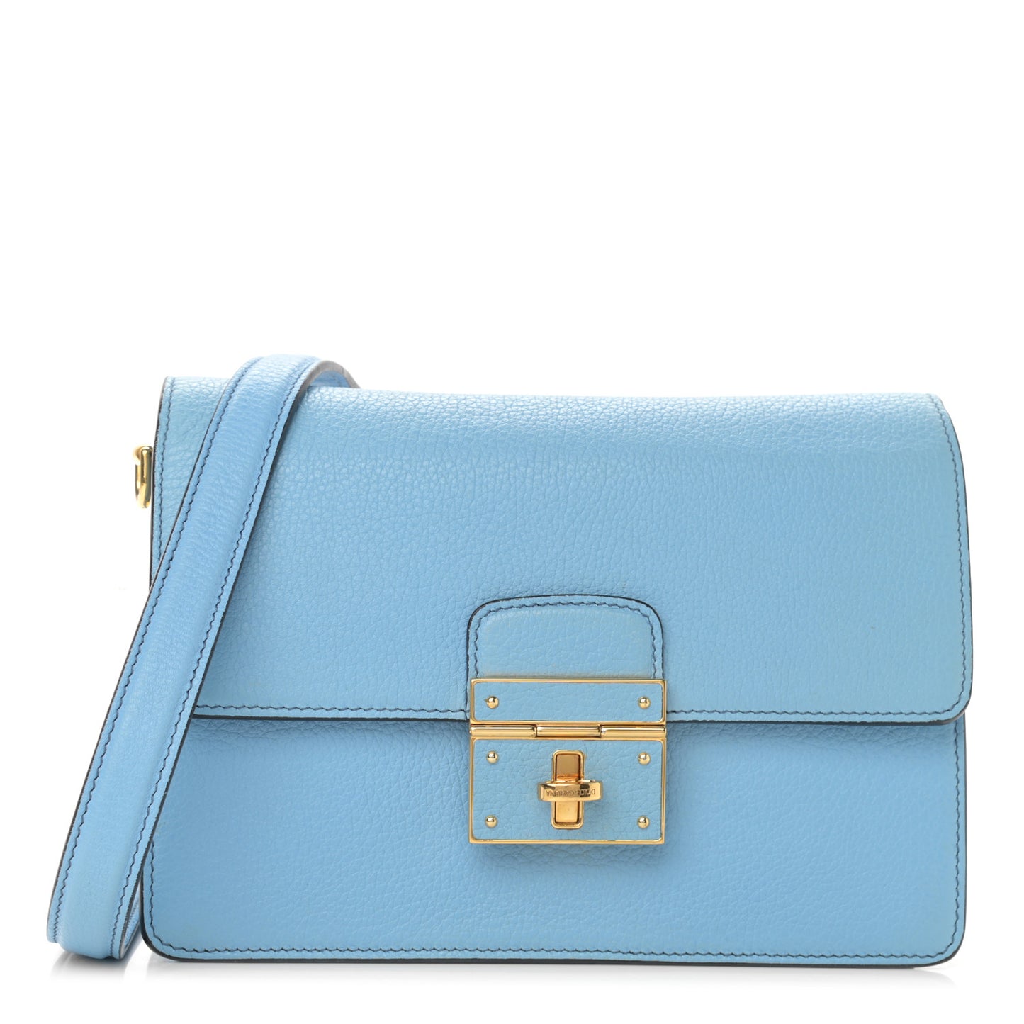 Grained Calfskin Rosalia Shoulder Bag Light Blue