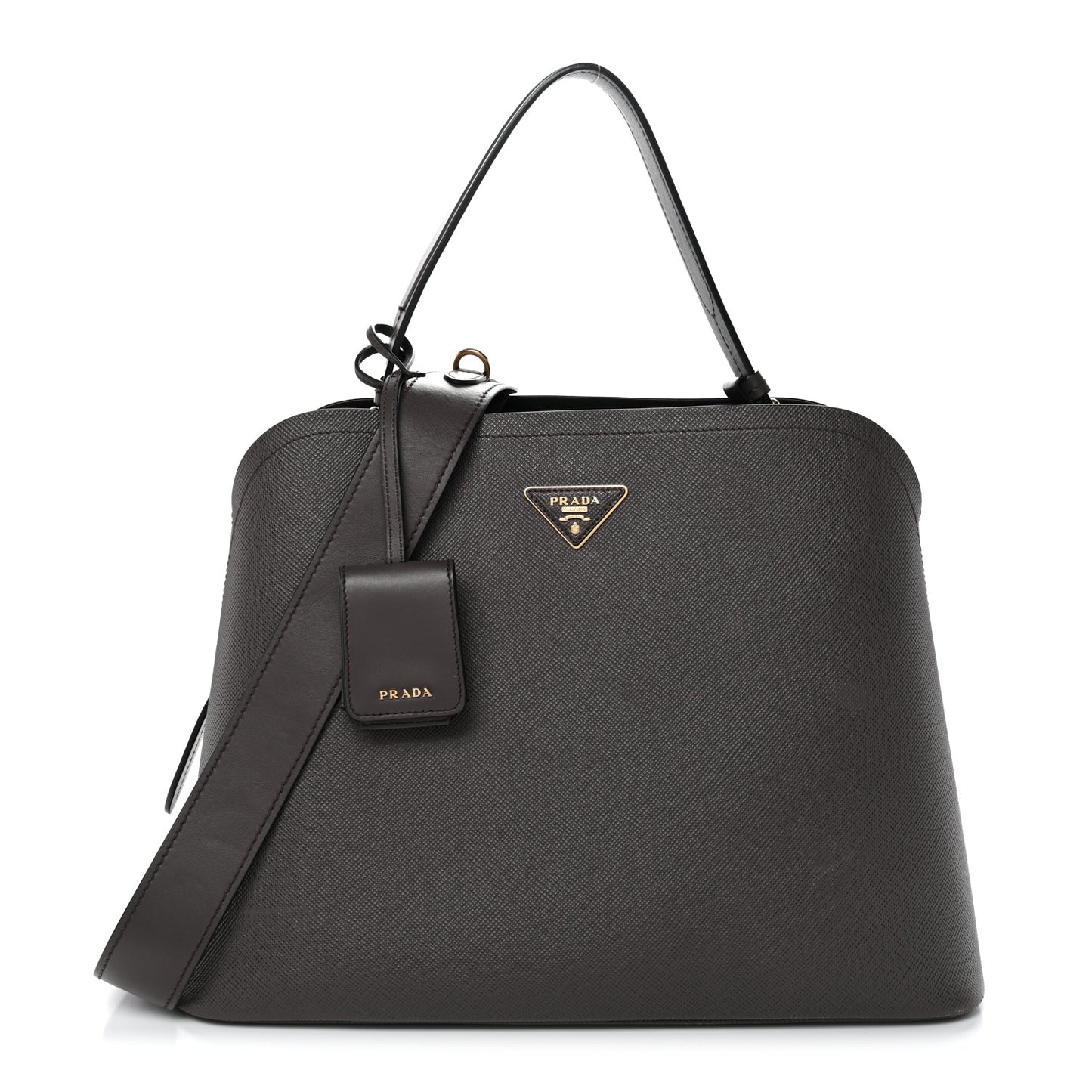 Saffiano Cuir Calfskin Matinee Tote Fumo Black