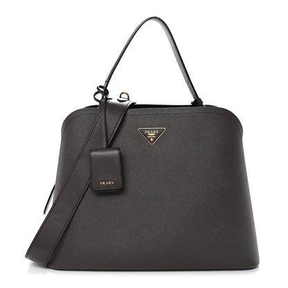 Prada Saffiano Cuir Calfskin Matinee Tote Fumo Black 1 of 12