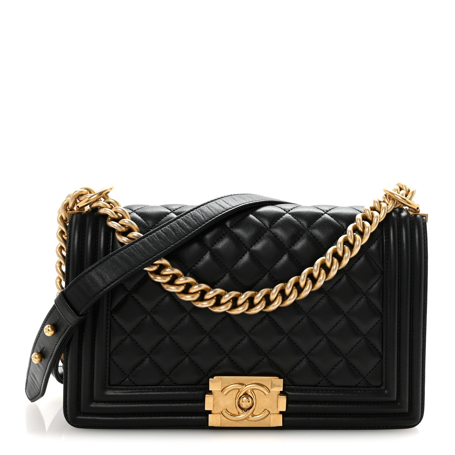 Chanel Lambskin Quilted Medium Boy Flap Black 1 of 10