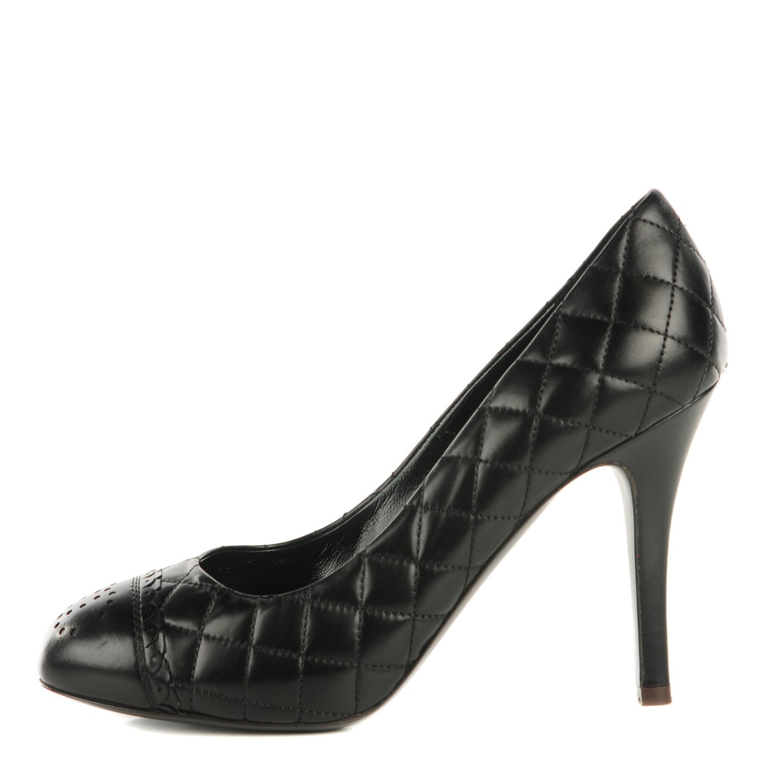 Chanel Lambskin Quilted CC Perforated Pumps 36.5 Black 1 of 6