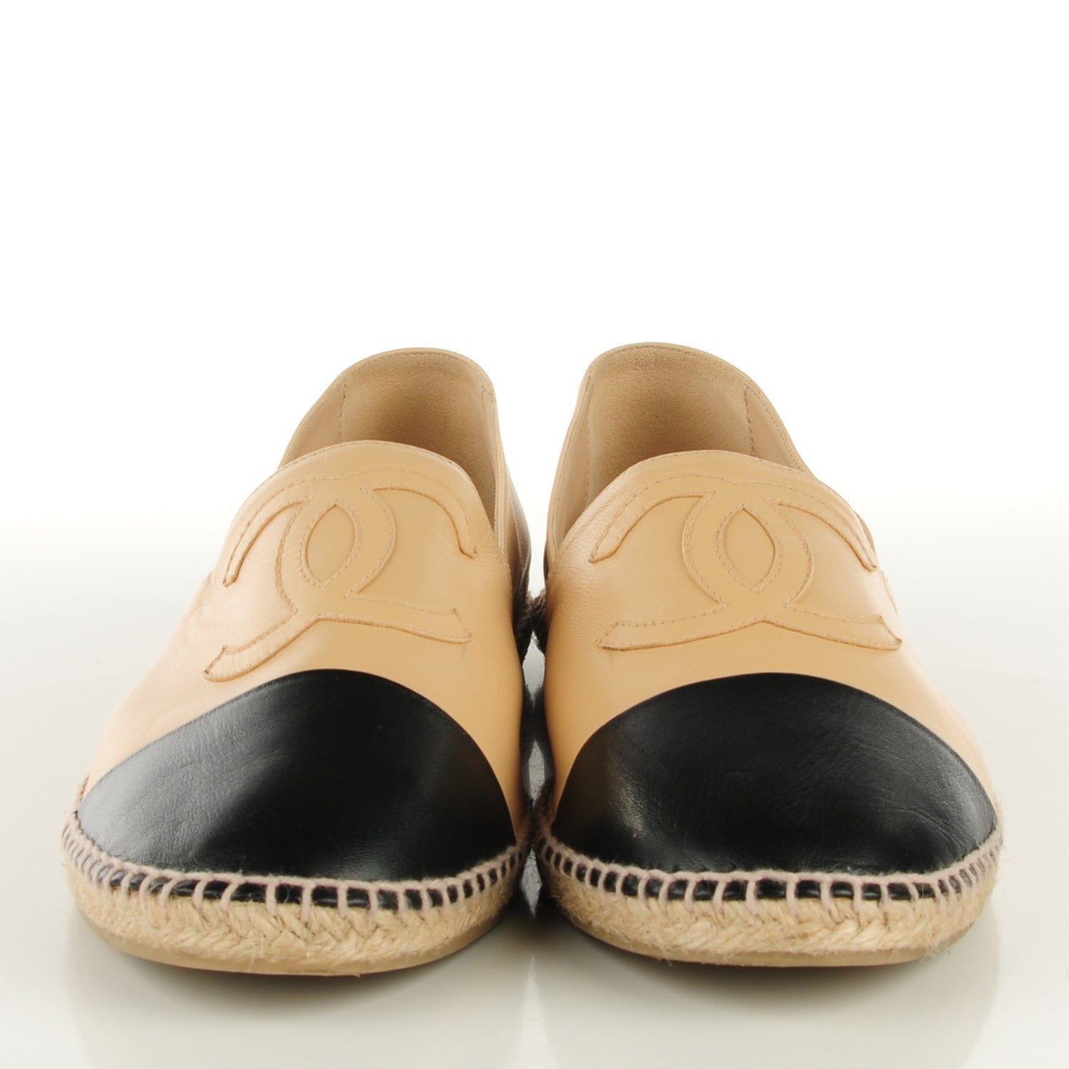 Chanel Lambskin CC Espadrilles 43 Beige Black 3 of 10