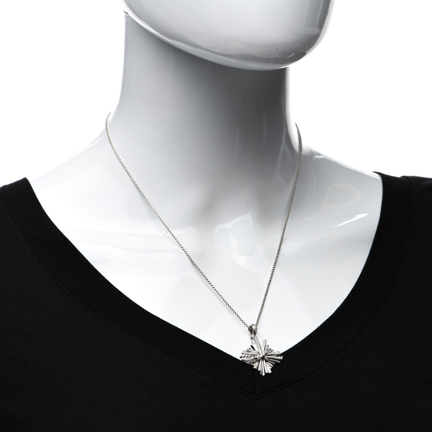 David Yurman Sterling Silver Diamond Angelika Maltese Pendant Necklace 2 of 4