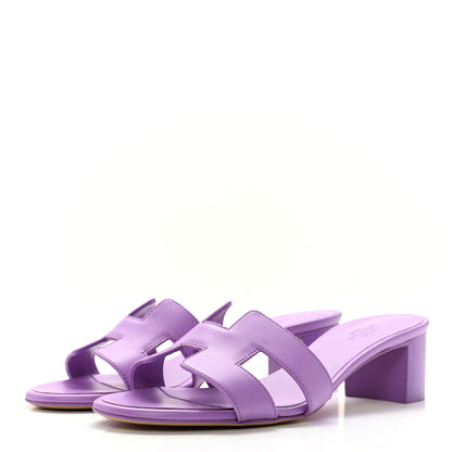 Hermes Calfskin Oasis Sandals 37 Violet 2 of 10