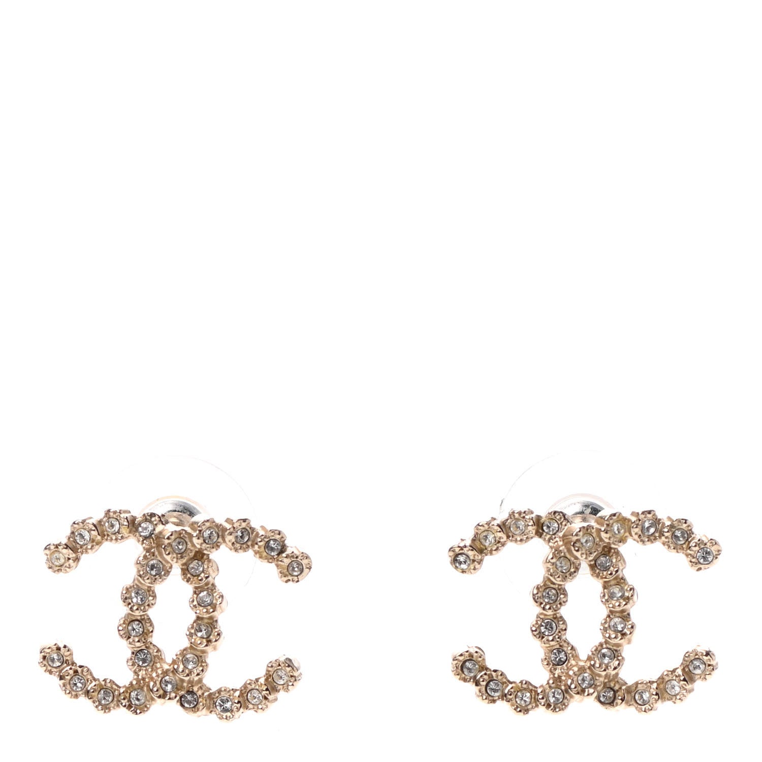 Chanel Crystal CC Earrings Gold 1 of 4