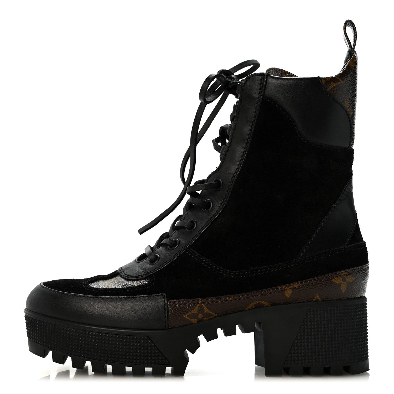 Louis Vuitton Suede Calfskin Monogram Laureate Platform Desert Boots 36.5 Black 1 of 11