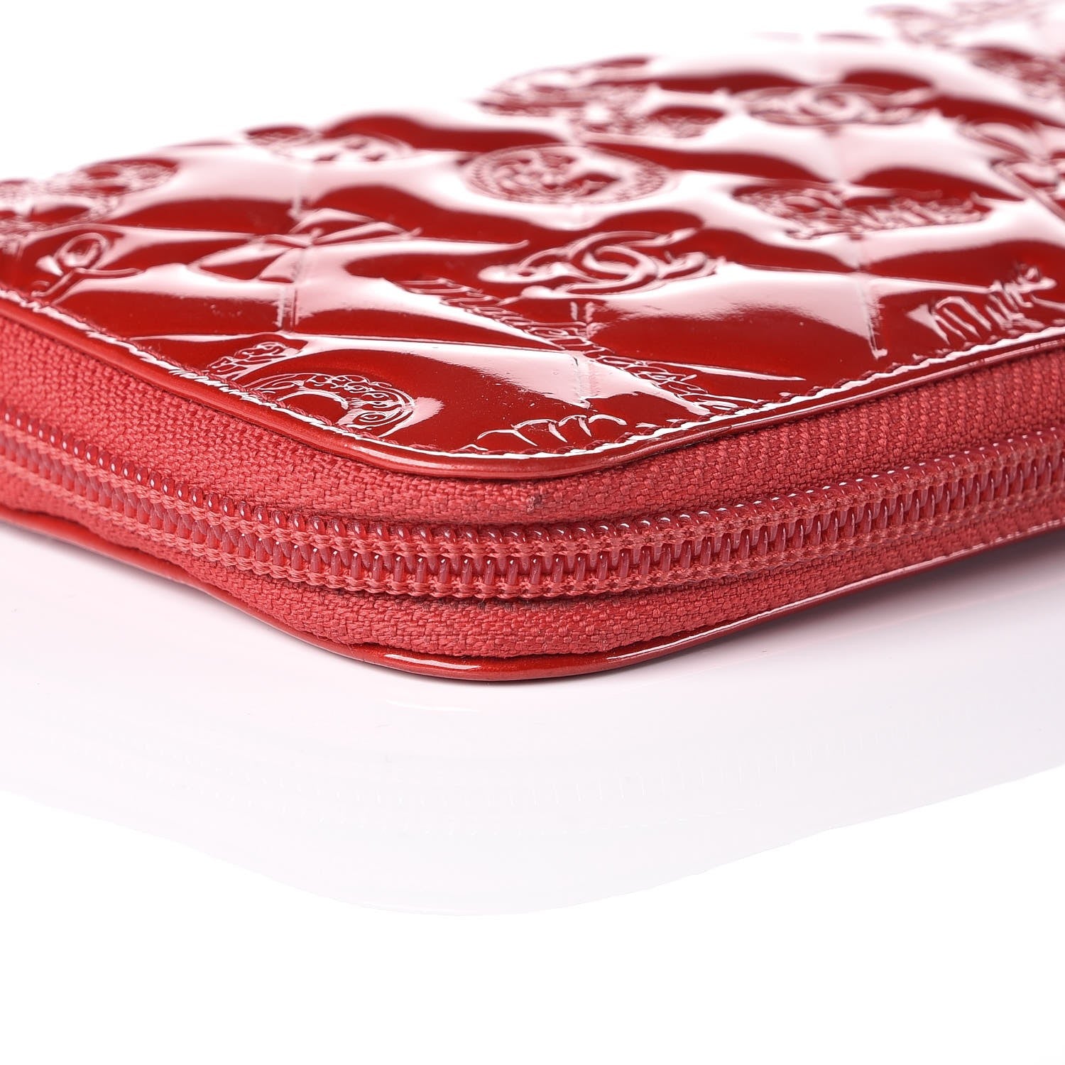 Chanel Patent Calfskin Lucky Symbols Zip Around Wallet Red 9 of 12