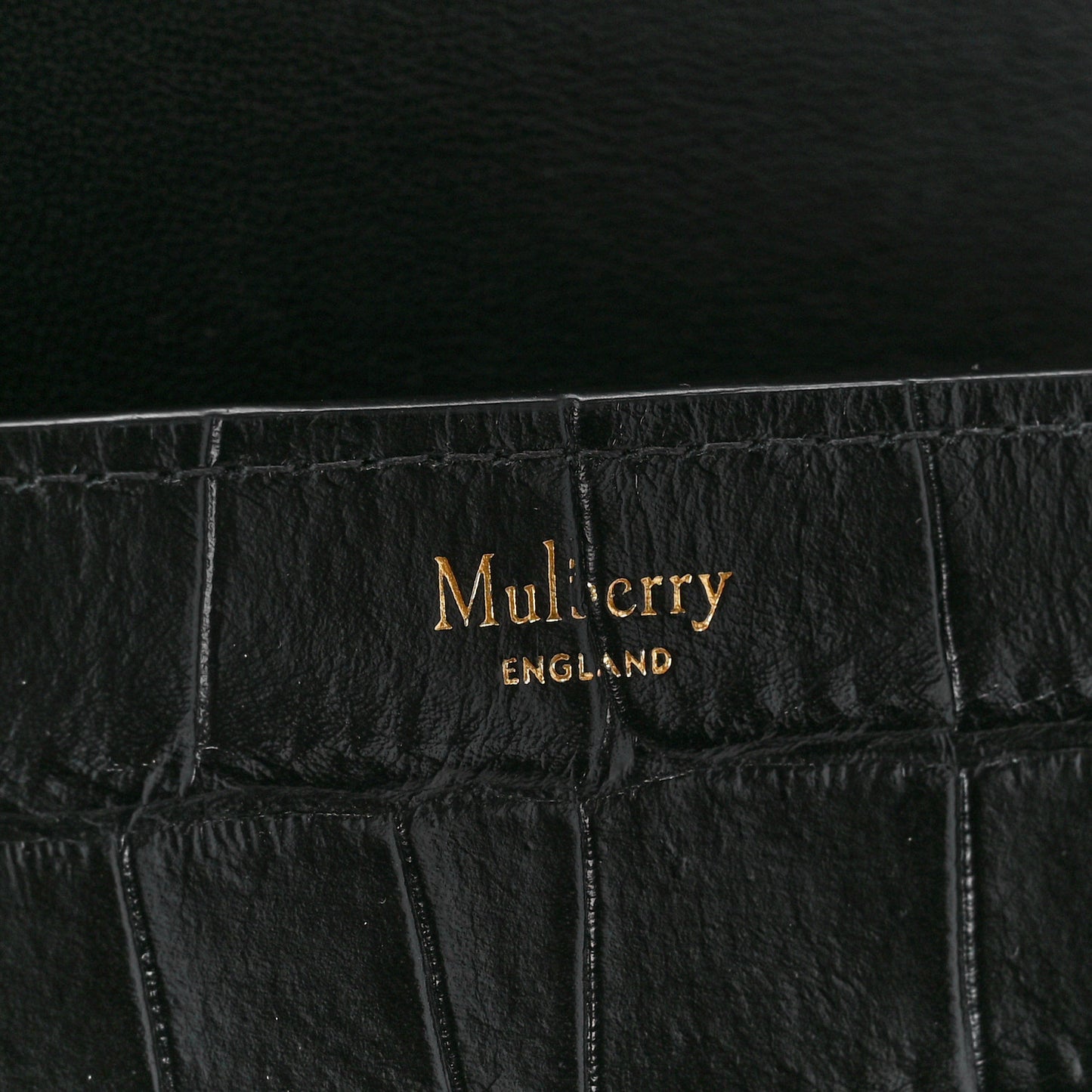 Deep Calfskin Crocodile Embossed Small Darley Black