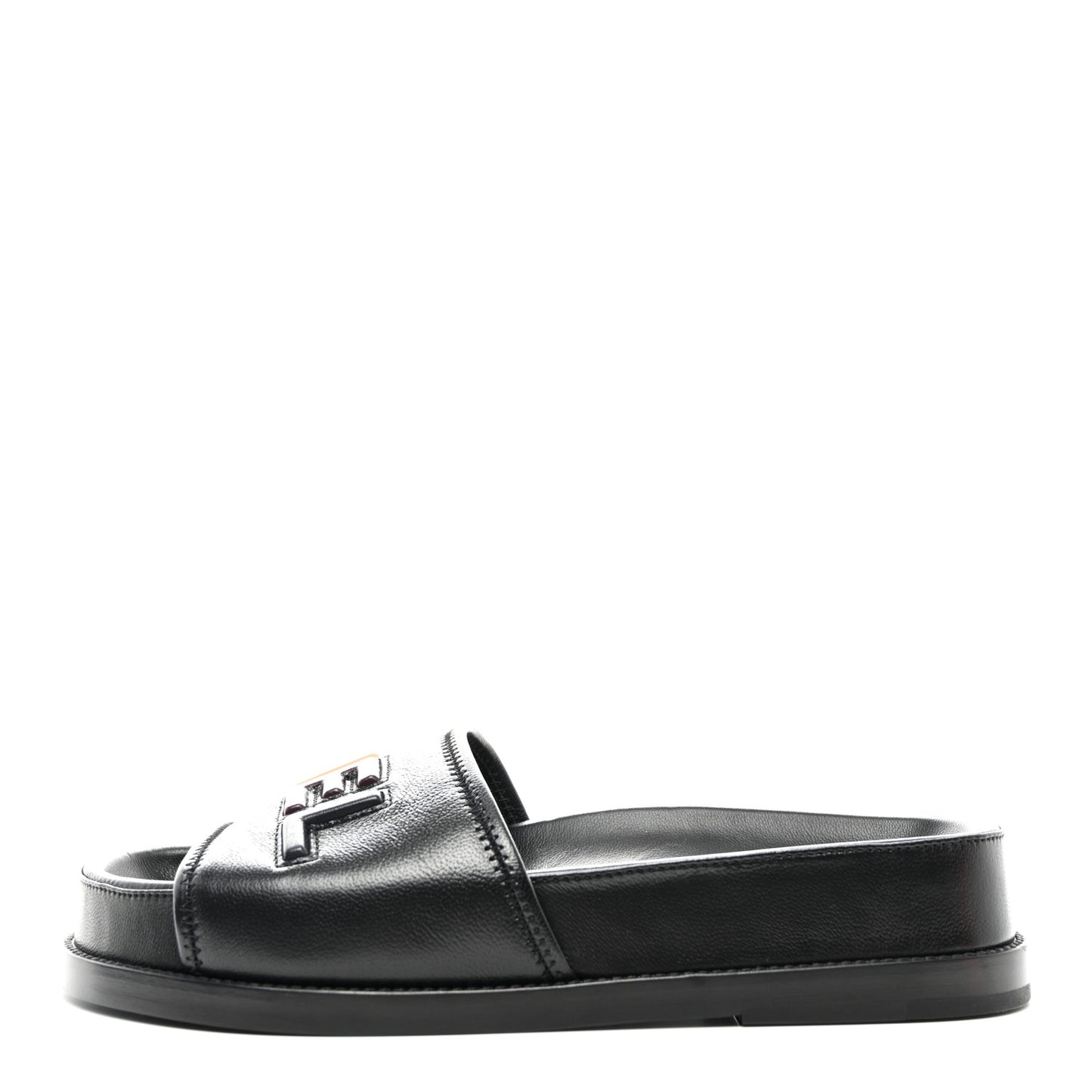 Lambskin Cha-Nel Mule Sandals 37.5 Black Multicolor