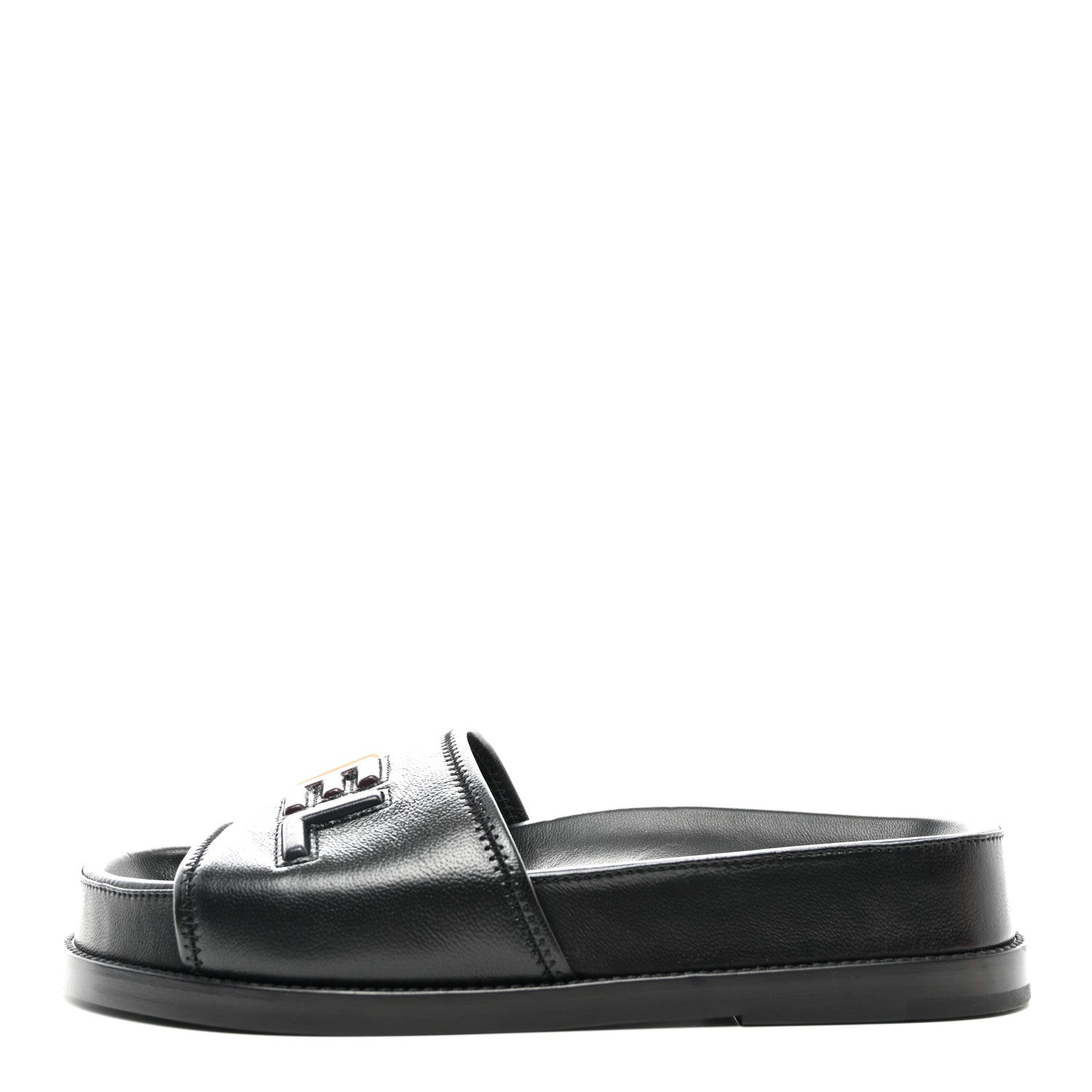 Chanel Lambskin Cha-Nel Mule Sandals 37.5 Black Multicolor 1 of 8