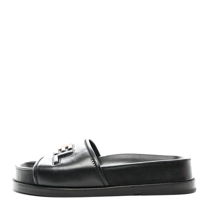 Chanel Lambskin Cha-Nel Mule Sandals 37.5 Black Multicolor 1 of 8
