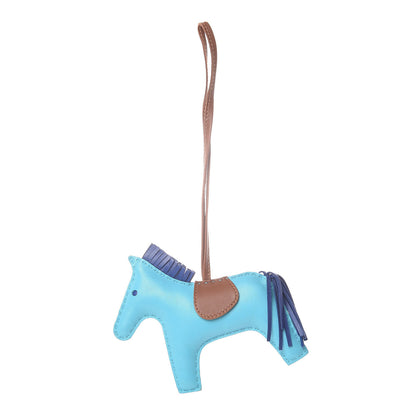 Hermes Milo Lambskin Grigri Rodeo Horse Bag Charm MM Bleu Azteque Bleu Electrique Fauve 1 of 4