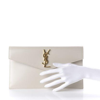 Saint Laurent Smooth Shiny Calfskin Medium Uptown Pouch Crema Soft 2 of 9