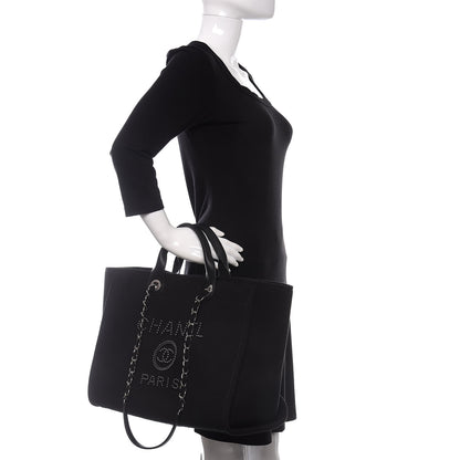 Chanel Canvas Pearl Medium Deauville Tote Black 2 of 12