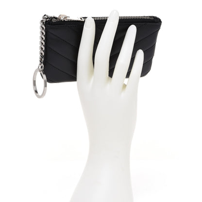 Saint Laurent Calfskin Matelasse Monogram Key Pouch Black 2 of 9
