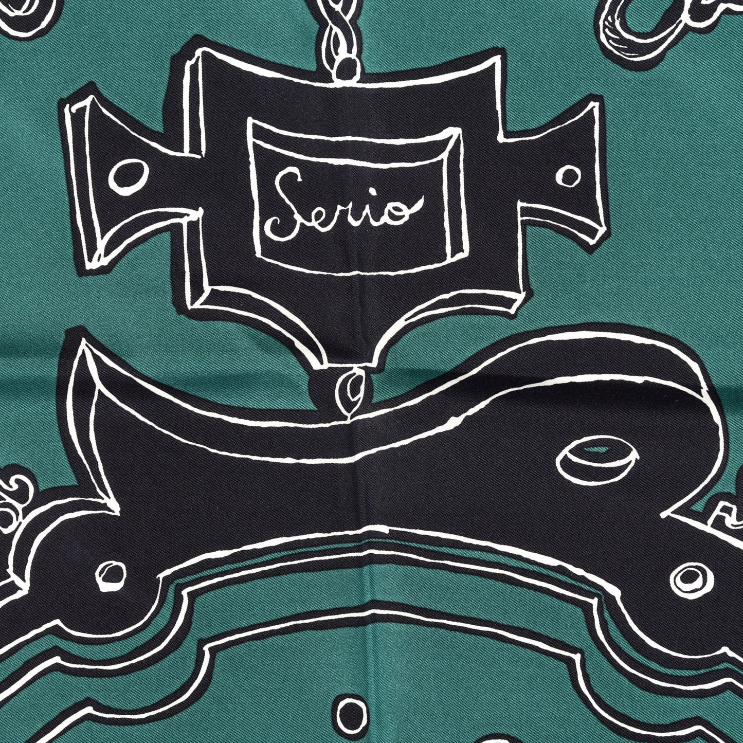 Silk Serio Ludere Scarf 90 Vert Black White