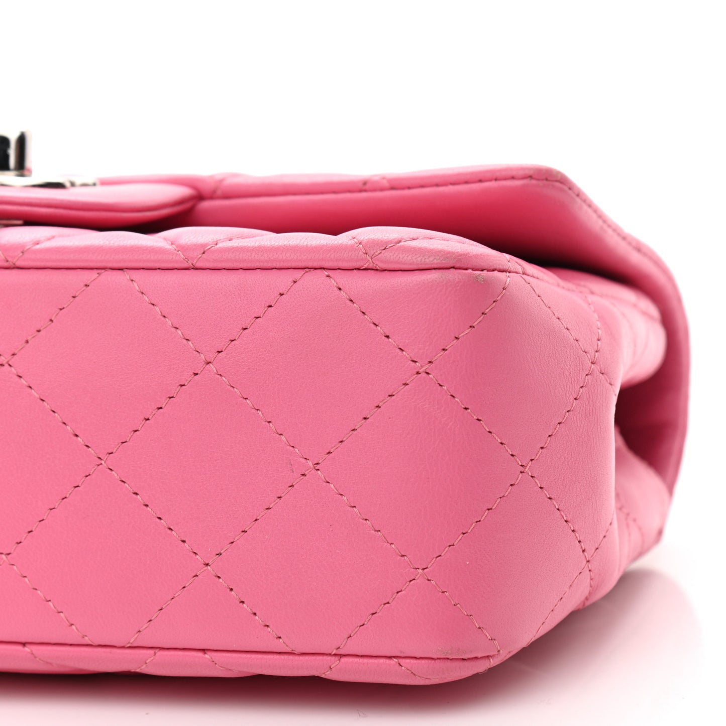 Lambskin Quilted Mini Rectangular Flap Dark Pink
