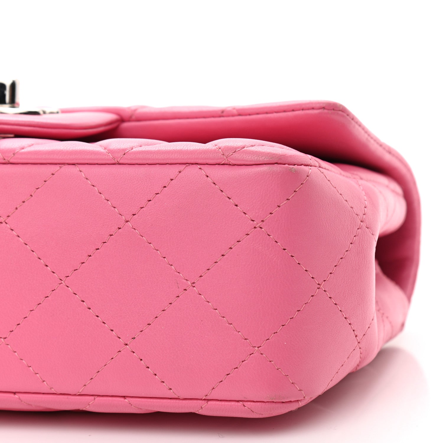 Chanel Lambskin Quilted Mini Rectangular Flap Dark Pink 10 of 14